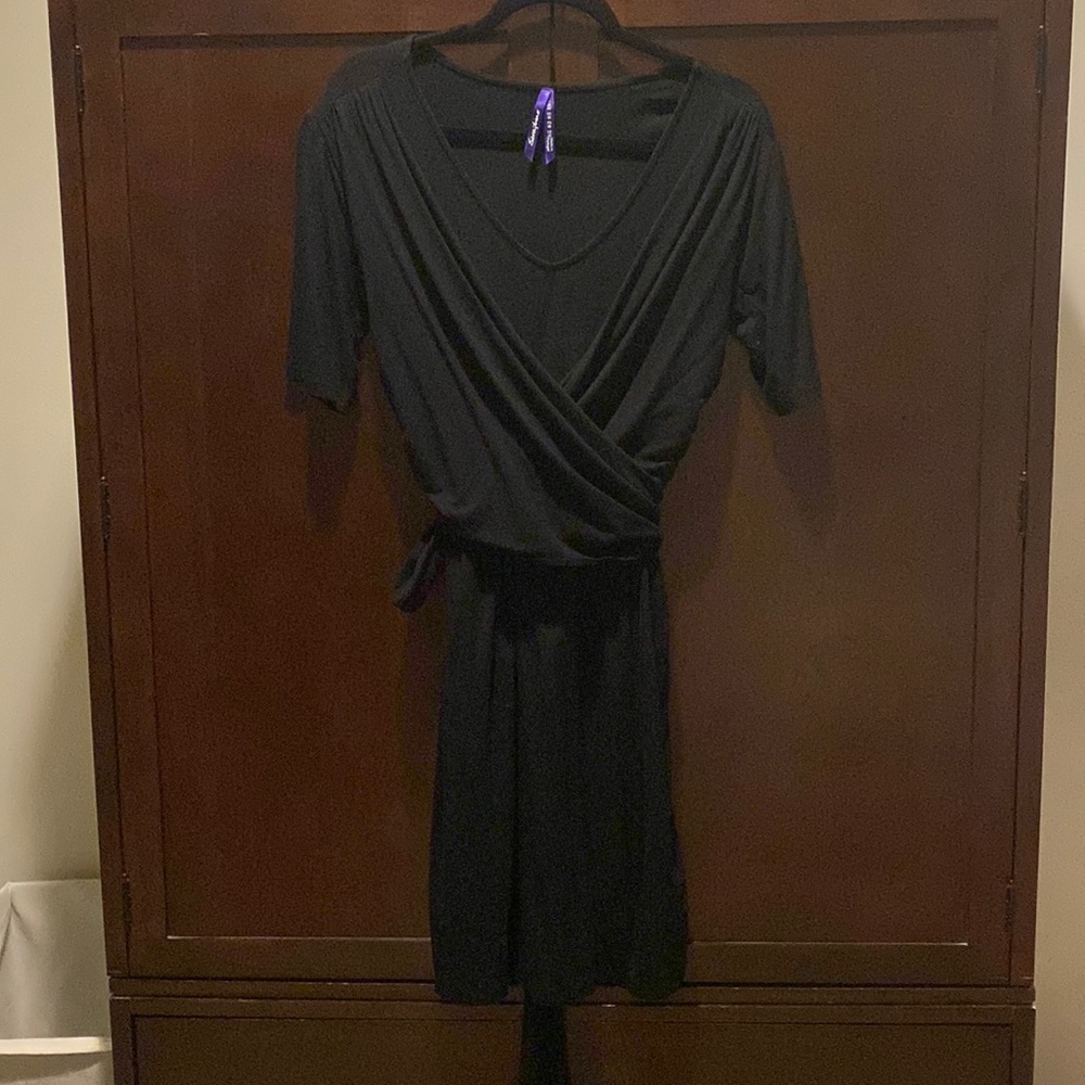 Seraphine Maternity black wrap-top dress